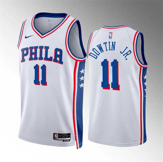 Men's Philadelphia 76ers #11 Jeff Dowtin Jr White Association Edition Stitched Jersey Dzhi